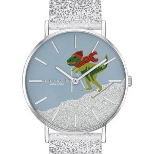 COACH Rexy Silver White Glitter Perry Strap Watch